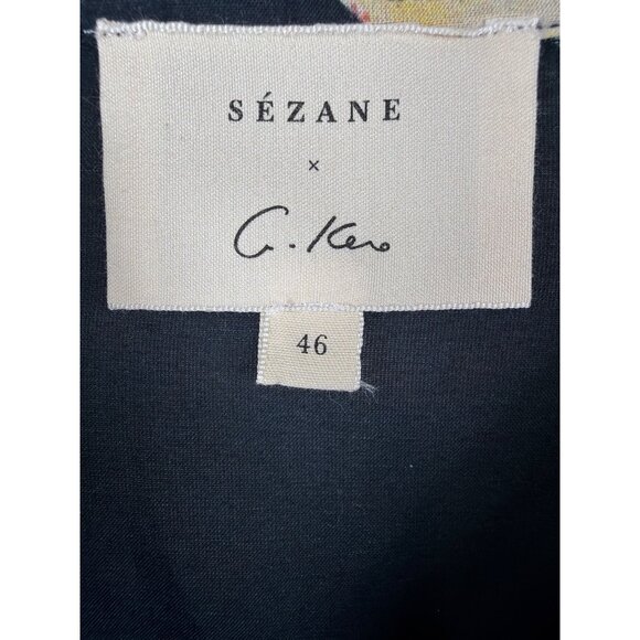 Sezane x G.Kero Pierro Black Jungle Parrot Silk Blened Blouse FR 46/US 14 - Picture 5 of 16